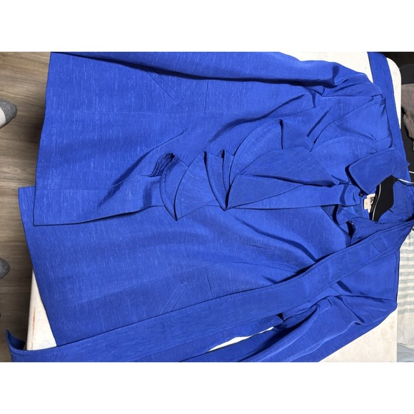 NEW Anne Klein Women's Blue Tweed Jacket Lined Size XL Open Front Blazer - Picture 7 of 8